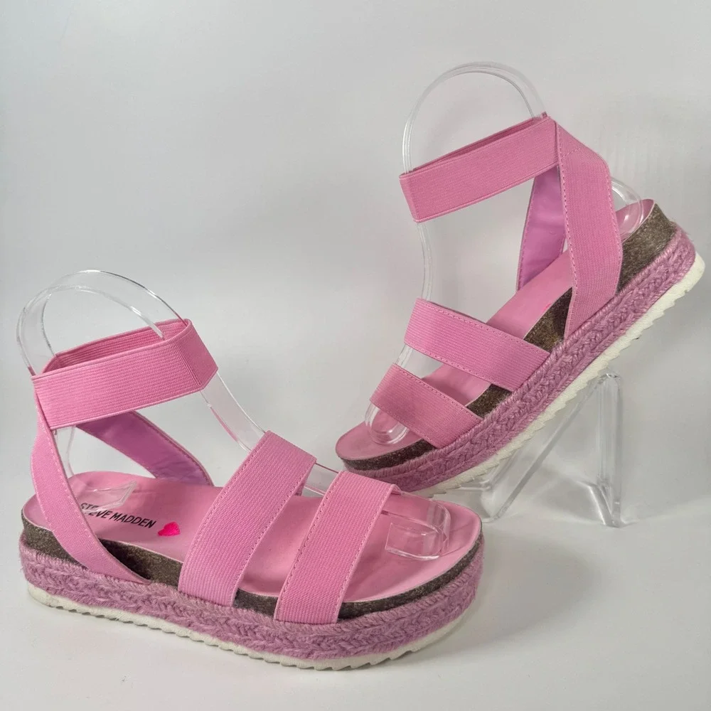 Steve Madden Pink Jkimmie Espadrille Platform Sandals Girls Size‎ 2 Kid